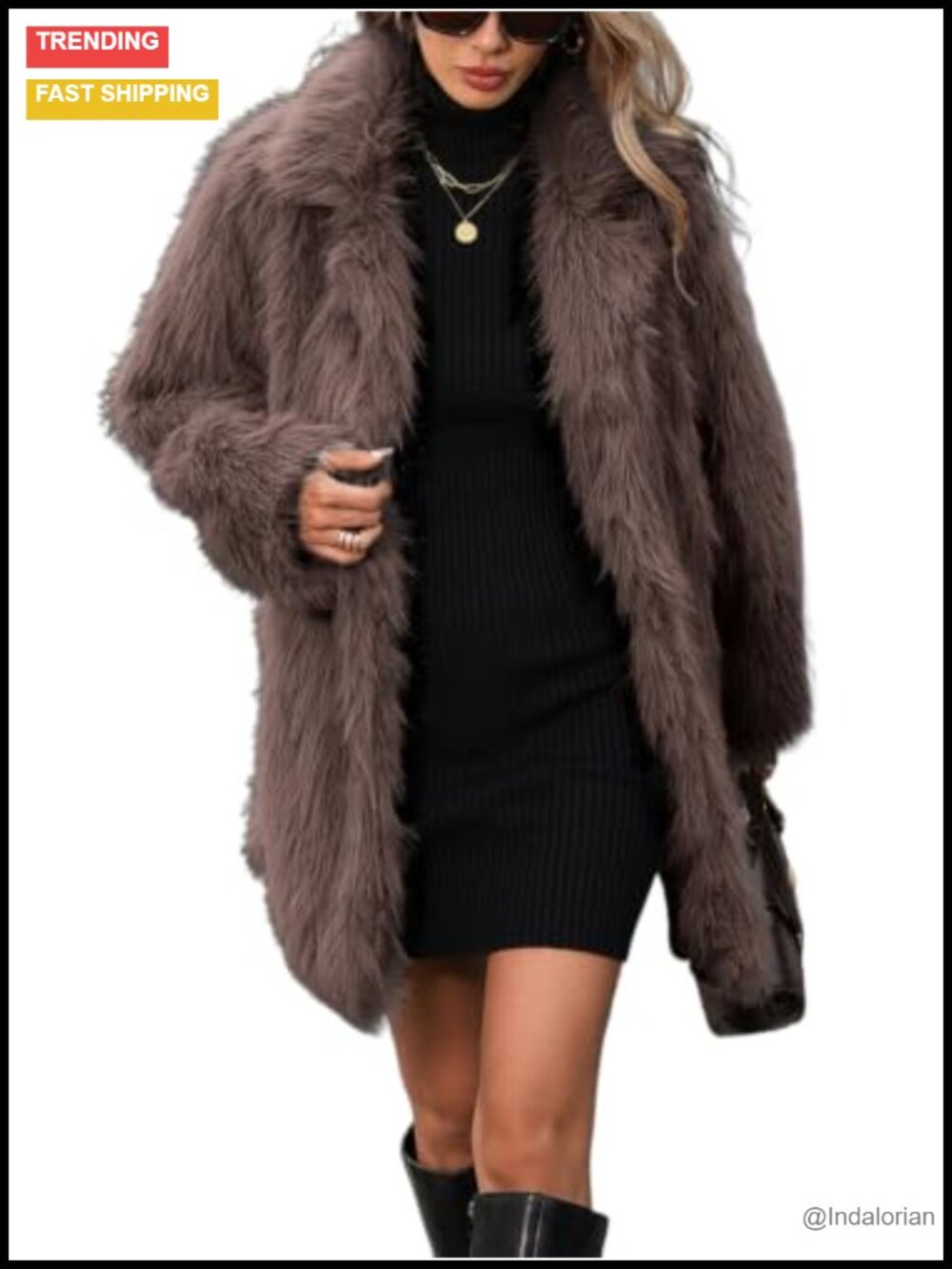 Faux Fur Long Coat Button Down Fleece Jacket